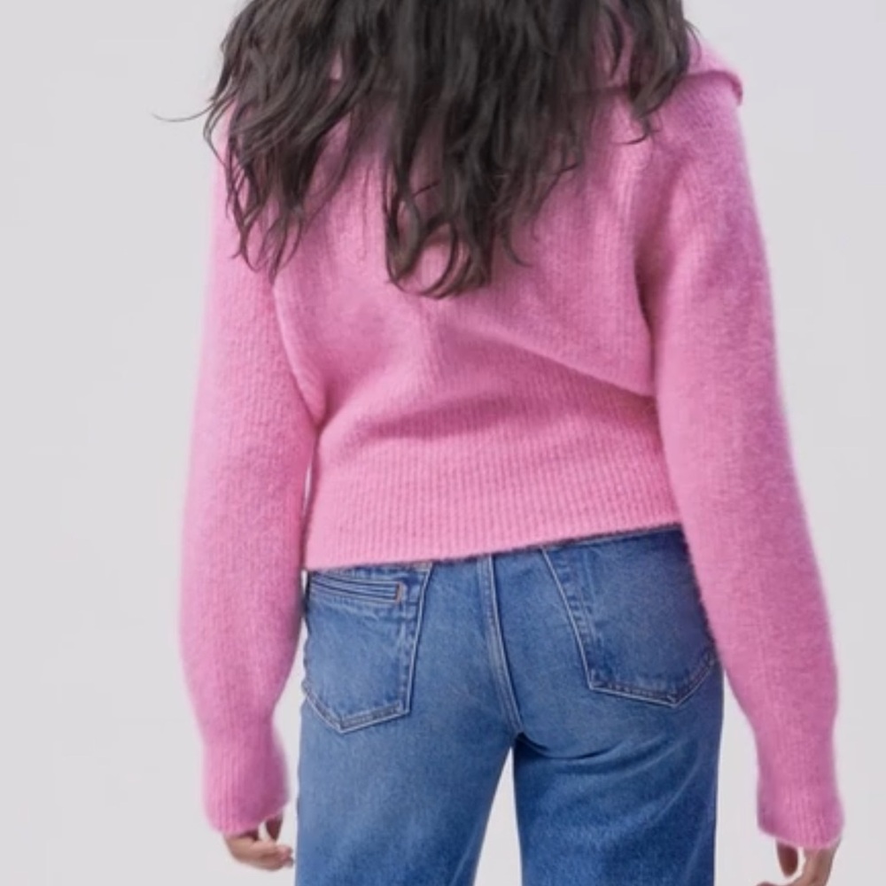 SOLD🎉NWT MAJE | SZ 0 | Pink Euro MyZip Zip Front Relaxed Cozy Wool Blend Sweater - Picture 6 of 10